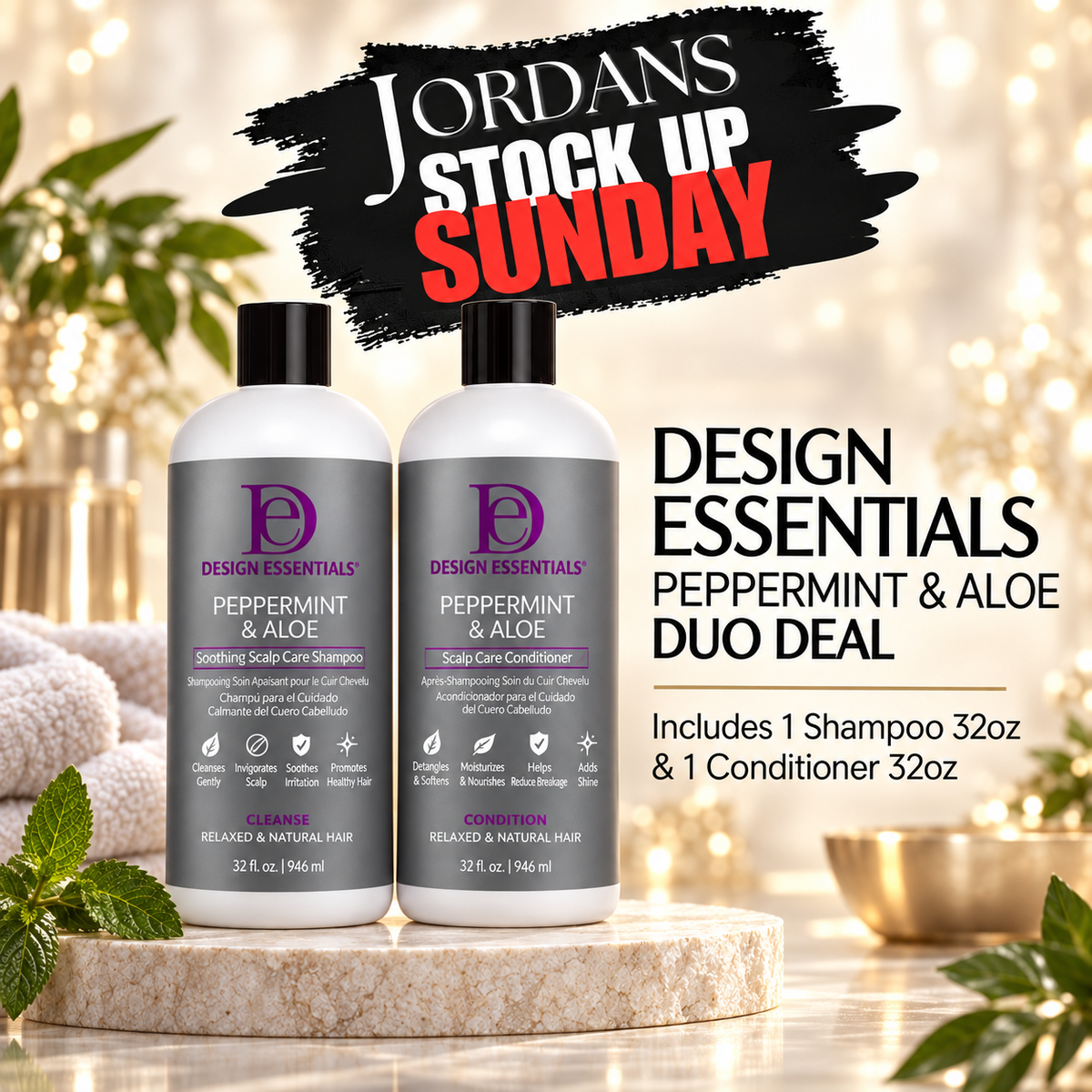 STOCK UP SUNDAY SALE DESIGN ESSENTIALS DUO PEPPERMINT & ALOE