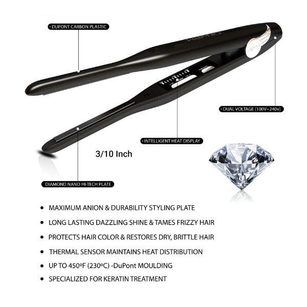 H2PRO BLACK DIAMOND MIKRO CERAMIC FLAT IRON 3/10"
