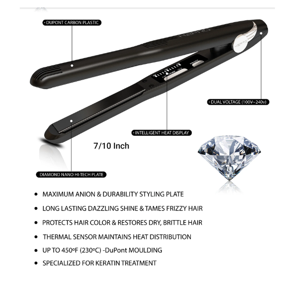 H2PRO BLACK DIAMOND MIKRO CERAMIC FLAT IRON 7/10"