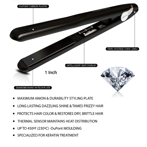 H2PRO BLACK DIAMOND MIKRO CERAMIC FLAT IRON 1"